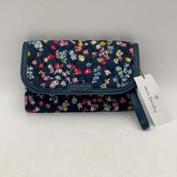 NWT Vera Bradley Womens Navy Blue Floral Print Wristlet Wallet Clutch Purse