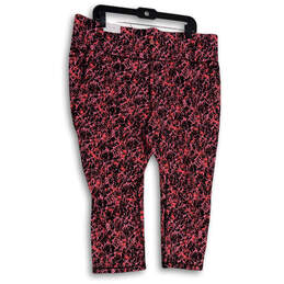 NWT Womens Pink Black Abstract Print Elastic Waist Capri Leggings Sz 22X24
