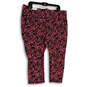 NWT Womens Pink Black Abstract Print Elastic Waist Capri Leggings Sz 22X24 image number 1