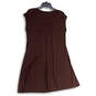 Womens Brown Pleated Cap Sleeve Scoop Neck Pullover Mini Dress Size M image number 2