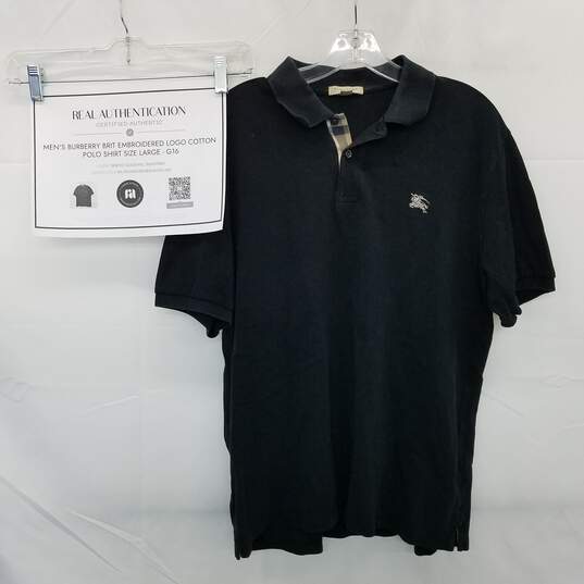 AUTHENTICATED Burberry Brit Embroidered Logo Polo Shirt Size L image number 1