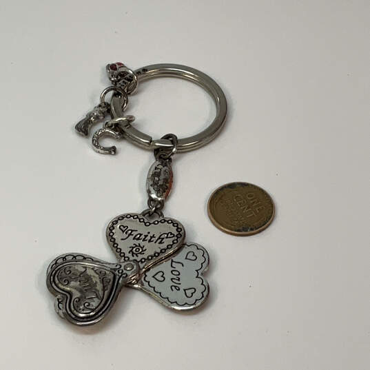 Designer Brighton Silver-Tone Faith Love Luck Heart Round Ring Key Chain image number 2