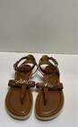 Michael Kors Gold Chain Link Logo Brown Thong Sandals Women's Size 9.5 image number 5