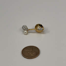 Designer Swarovski Gold-Tone Imitation Pearl Golf Ball Classic Tie Tack Pin alternative image