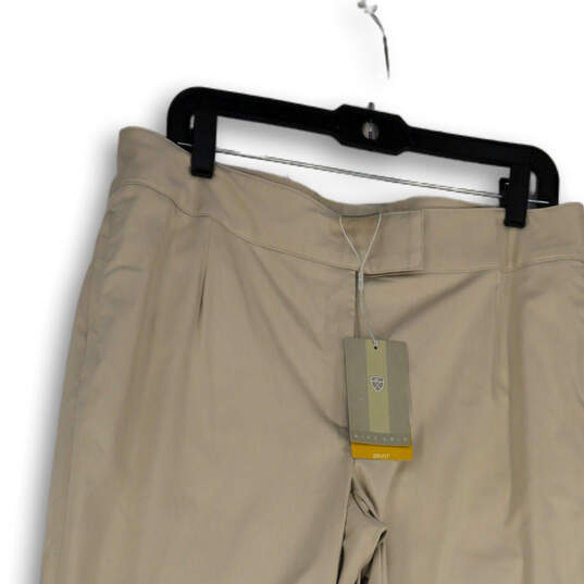 NWT Womens Beige Slash Pockets Straight Leg Pleated Golf Chino Pants Sz 12 image number 3