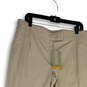 NWT Womens Beige Slash Pockets Straight Leg Pleated Golf Chino Pants Sz 12 image number 3