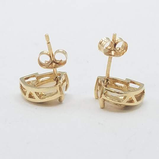 EMA 14K Gold Diamond & Opal Heart Post Earrings 2.1g image number 2