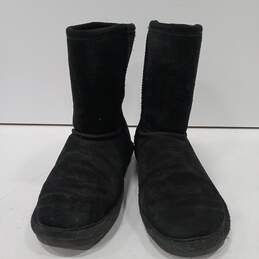 Womens Emma Short Black Suede Round Toe Pull On Mid Calf Winter Boots Size 8.5