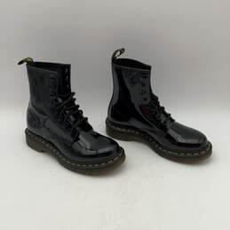 Dr. Martens Womens Black Leather High-Top Lace Up Rubber Combat Boots Size 6