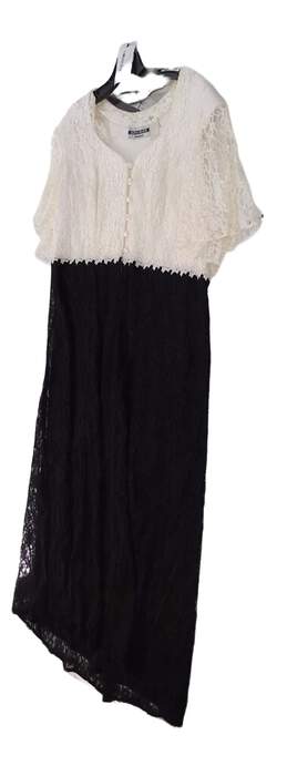 Dress Womens White Black Short Sleeve Lace Maxi Dress Size 18 alternative image