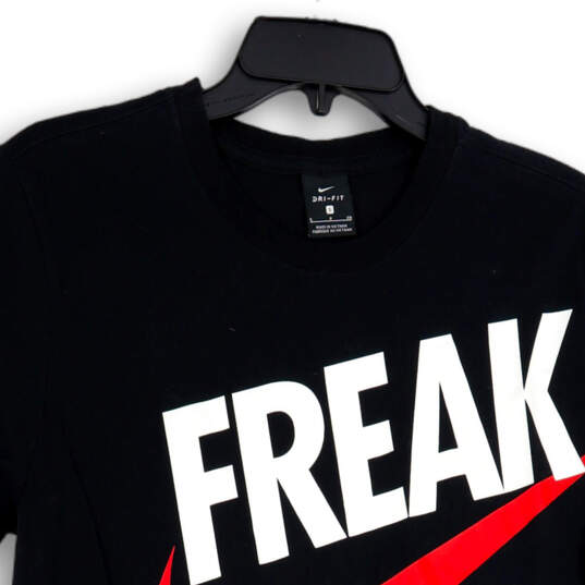 Mens Black Graphic Freak Crew Neck Short Sleeve Dri-Fit T-Shirt Size Small image number 3