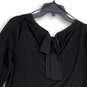 Womens Black Round Neck Long Sleeve Lace Hem Blouse Top Size Small image number 4