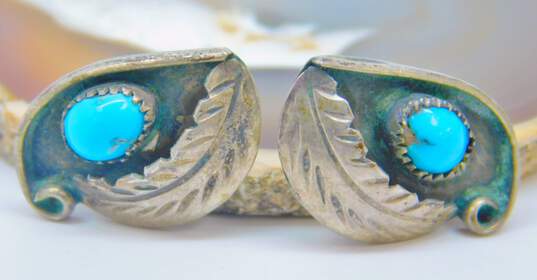 Southwestern Artisan 925 Sterling Silver Turquoise Stud Earrings 2.5g image number 2