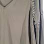 Womens Brown Long Sleeve V-Neck Beaded Blouse Top Size Medium image number 4
