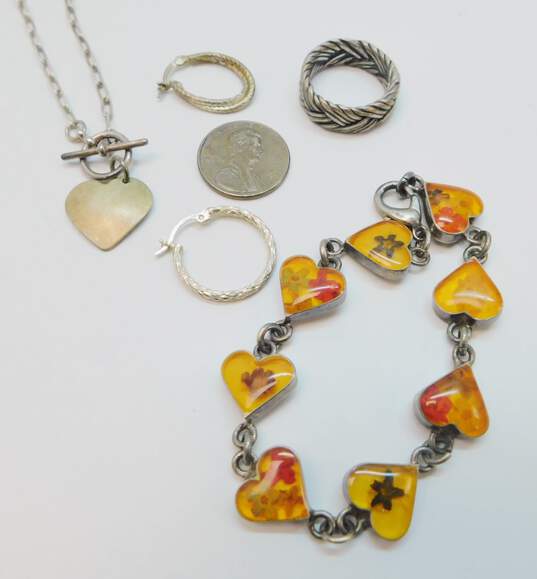 925 Dried Flower & Heart Artisan Jewelry 31.3g image number 4