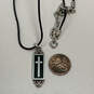 Designer Brighton Silver-Tone Black Cord Cross Pendant Necklace w/ Dust Bag image number 3