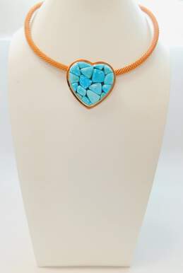 Copper Jay King Desert Rose Trading Turquoise Cluster Heart Pendant Necklace alternative image