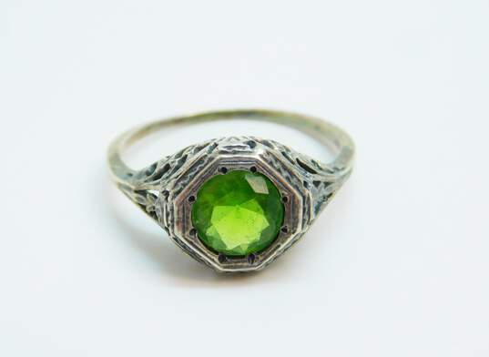 Vintage Sterling Silver Black Pearl Hematite & Green Glass Rings 10.6g image number 5