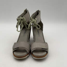 Womens Joanie NL2824-081 Gray Leather Back Zip Ankle Strap Sandals Size 7.5 alternative image