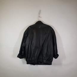 Mens Leather Long Sleeve Collared Pockets Bomber Jacket Size 2XL alternative image