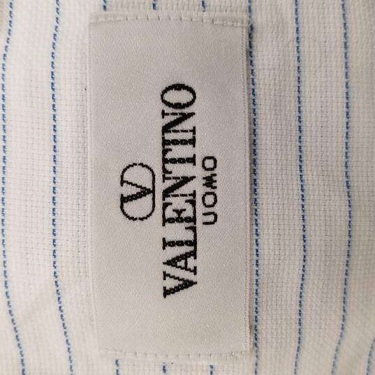 Valentino Uomo Men White Pinstriped Long Sleeve Button Up 16 1/2 image number 3