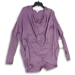 NWT Womens Purple Long Sleeve Hooded Activewear Top Size Large