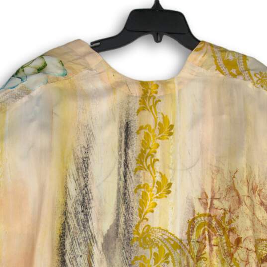 NWT Chico's Womens Multicolor Silk Watercolor Script Ruana Kimono Wrap One Size image number 4