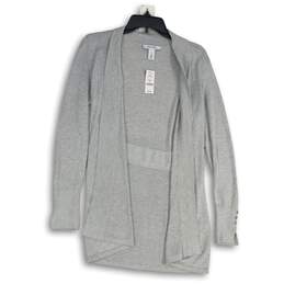 NWT White House Black Market Womens Gray Metallic Knitted Cardigan Sweater Sz S