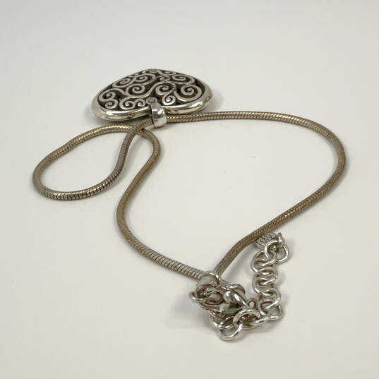 Designer Brighton Silver-Tone Barrel Chain Contempo Heart Pendant Necklace image number 2