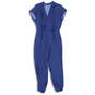 Womens Blue Polka Dot Short Sleeve Notch Collar Jumpsuit One Piece Size 2 image number 1