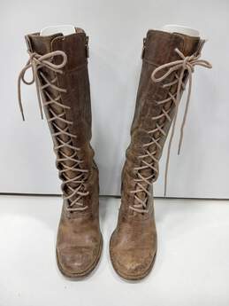 Frye Women's Villager Brown Leather Distressed Lace-Up Boots Size 8M