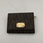 Womens Brown Gold Signature Print Various Card Slots Trifold Wallet image number 1