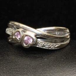 10K White Gold Pink Sapphire & Diamond Accent Ring (SZ 6.50) - 3.3g alternative image