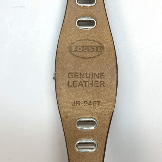 Designer Fossil JR-9467 Silver-Tone Brown Leather Strap Analog Wristwatch image number 4