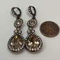 Designer Givenchy Gold-Tone Crystal Cut Stone Leverback Dangle Earrings image number 3
