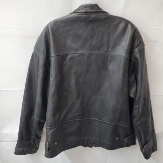 Charles Klein Large Zip and Button Leather Jacket w/ Polyester Lining image number 6
