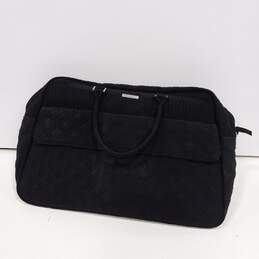 Womens Black Outer Pocket Inner Divider Top Handle Detachable Strap Duffle Bag