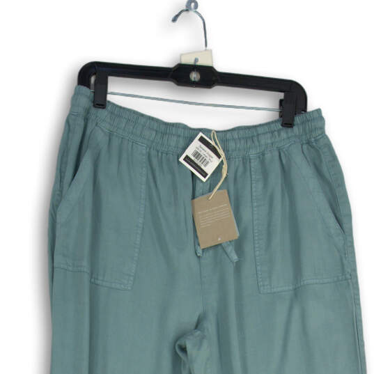 NWT Womens Green Elastic Waist Flat Front Slash Pocket Jogger Pants Size L image number 3