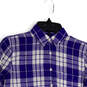 Womens Blue White Plaid Long Sleeve Popover Button Up Shirt Size XS Petite image number 3