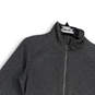 Womens Gray Heather Mock Neck Pockets Long Sleeve Full-Zip Jacket Size M image number 3