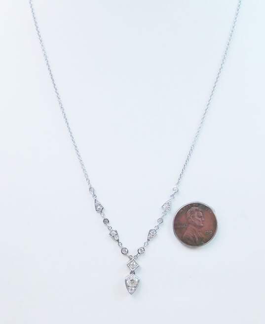 Vintage 14K White Gold 0.88 CTTW Old European Cut Diamond Necklace 4.4g image number 4