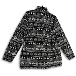 Womens Black White Fair Isle Long Sleeve 1/4 Zip Pullover Sweater Size XL alternative image