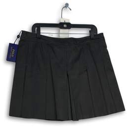 NWT Womens Black Pleated Regular Fit Short A-Line Skirt Size 14 alternative image