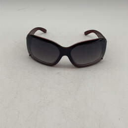 Womens Red Framed Black Polarized Lens Overlay Rectangular Sunglasses