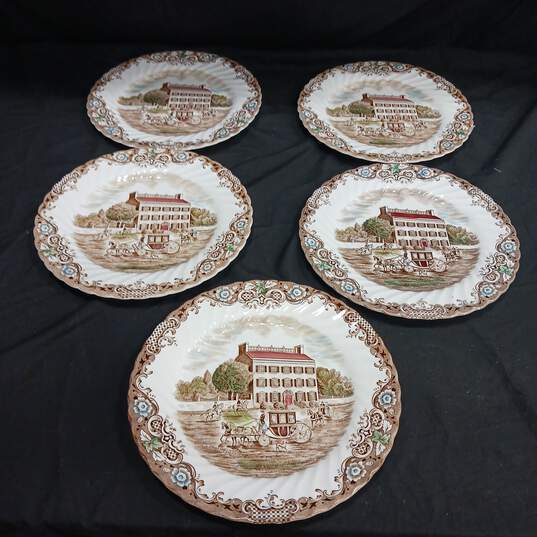 21 pc. Bundle of Heritage Hall 4411 Ironstone Plates, Saucers, and Tea Pot Collection image number 7