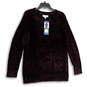 NWT Womens Purple Knitted Long Sleeve Crew Neck Pullover Sweater Size Large image number 1