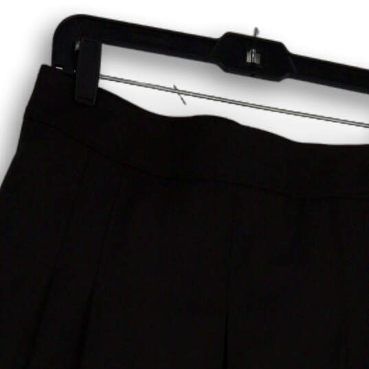 Womens Black Pleated Front Back Zip Stretch Pull-On A-Line Skirt Size 8 image number 3