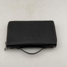 Coach Womens Black Leather Card Holder Zip-Around Wallet Clutch