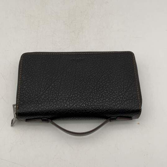 Coach Womens Black Leather Card Holder Zip-Around Wallet Clutch image number 1