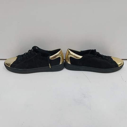 Michael Kors Women's Black Suede Gold Tone Toe Sneakers Size 9 image number 4